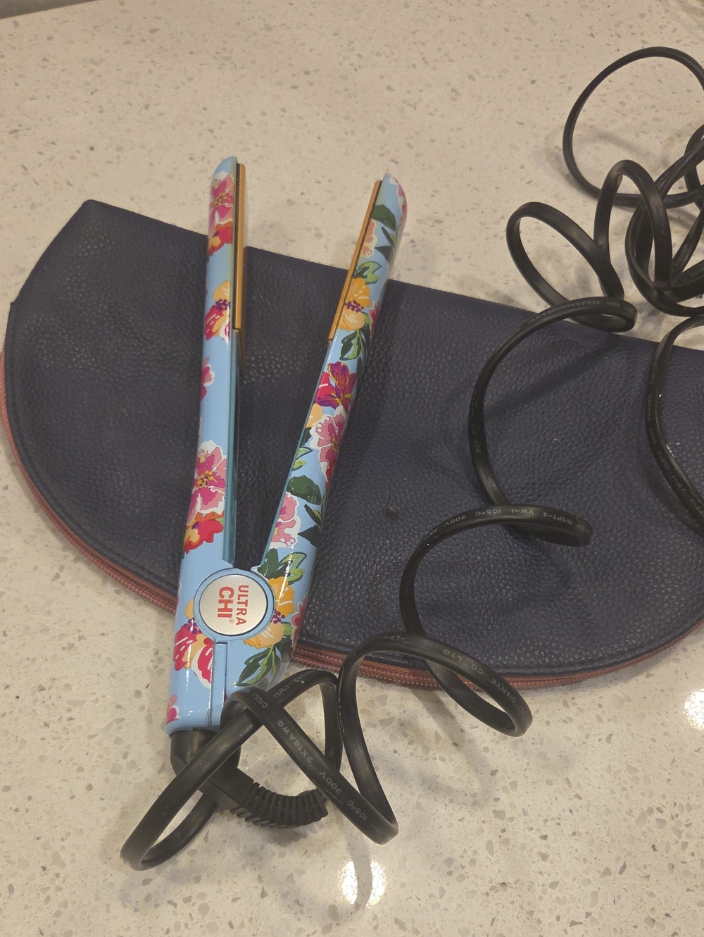 Chi Floral Blue 1" Hair Straightener EUC